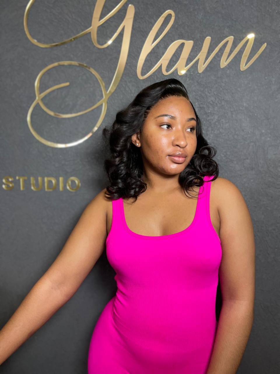 14” Frontal long bob curled