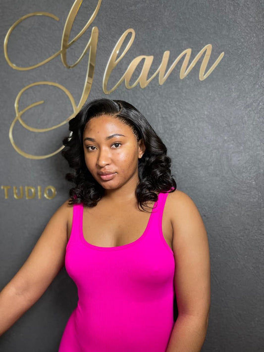 14” Frontal long bob curled