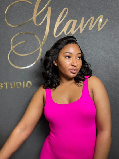 14” Frontal long bob curled