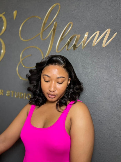 14” Frontal long bob curled