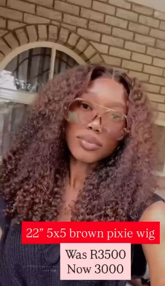 22" 5*5 Brown Pixie Wig